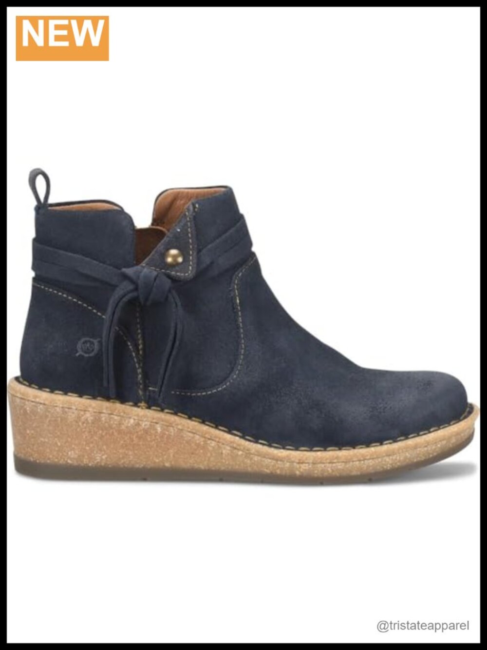 BORN Vaughn Women's Suede Wedge Ankle Boots Zipper Casual